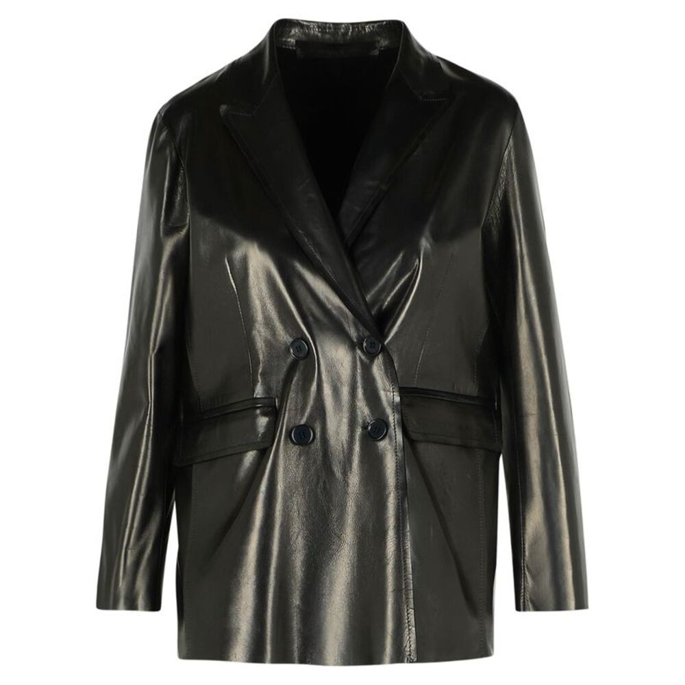 Salvatore Santoro Black Leather Blazer Women